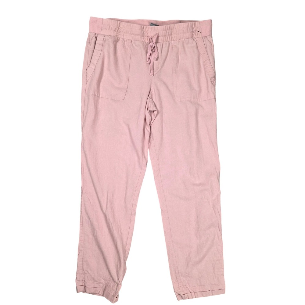 Soho Street‎ Linen Blend Pants Womens Medium Pink Fair Drawstring Casual Relaxed